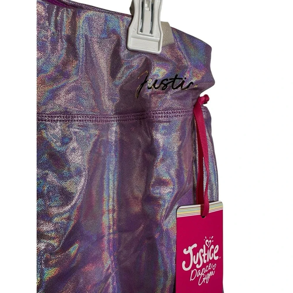 justice‎ girls purple shiny glitter purple dance gym shorts size XL 16 18